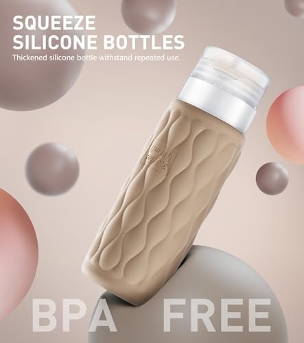 Travel Bottles for Toiletries, 3.4 oz TSA Approved Silicone Travel Bottles with Clear Toiletry Bag and Labels, Essential Travel Accessories for Shampoo Conditioner Lotion, 4 Pack (Cream) - Image 4