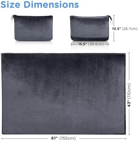 ATsense Travel Blanket Pillow, Premium 2 in 1 Soft Airplane Blanket Compact with Bag Pillowcase, Hand Luggage Sleeve and Backpack Clip - Travel Essentials for Long Trips, Flying and Car, Dark Grey - Image 6