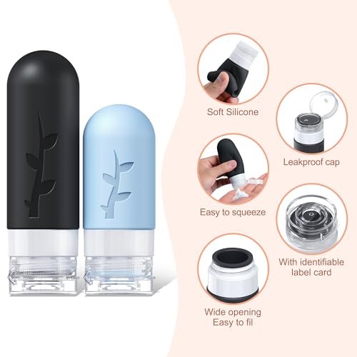 18 Pcs Travel Bottles for Toiletries, Silicone Travel Size Toiletries of Travel Containers Set, Refillable & Leakproof Travel Bottles Kit with TSA Approved Travel Size Bottles - Image 3