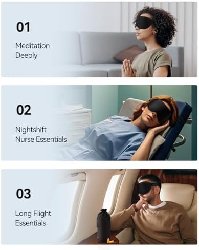 Weighted Eye Mask for Sleeping, Blackout Sleep Mask for Men Women, Upgraded 3D Contoured Eye Cup, Eye Cover for Eyelash Extensions, Airplane Travel Essentials with Soft Memory Foam, Yoga Nap(Black) - Image 8