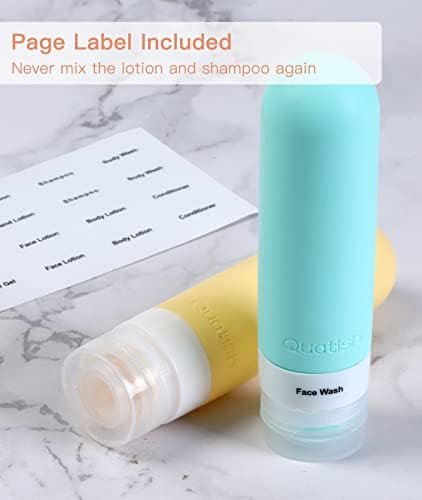 Quatish Travel Bottles for Toiletries【Original Patented】, 3 oz Tsa Approved Leak Proof Travel Size Containers, Silicone Shampoo and Conditioner Bottles, 4 Pack Travel Size Bottles, Multi-Color - Image 5