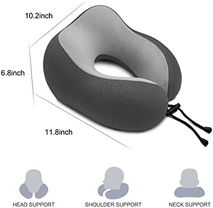 Travel Pillow - Memory Foam Cervical Neck Pillow for Adults, Kids, Children, Convenient & Portable U Shaped Pillows, Airplane Pillow for Home, Office, Camping, Travelling, Sleeping (Black) - Image 2