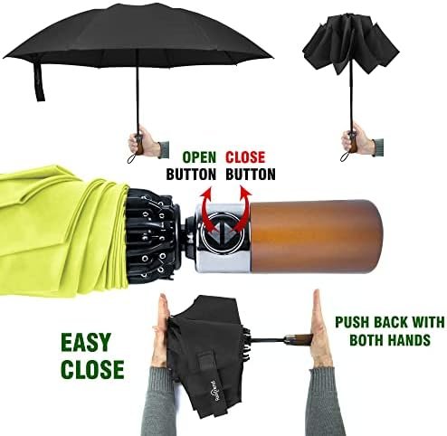 Inverted Umbrella Windproof - Large Canopy but Compact Folding Umbrellas for Rain, Lightweight Travel Umbrella, Reverse Umbrella Auto Open and Close, Strong Automatic Umbrella, Yellow - Image 6