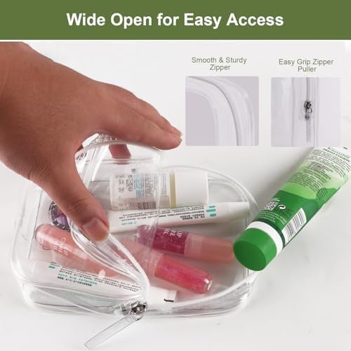 2 Pack Quart Size Travel Bag Tsa Approved Toiletry Bag Clear Makeup Organizer Zipper Pouch for Carry On Liquids Toiletries International Travel Must Haves Airplane Essentials for Women Flying - Image 3