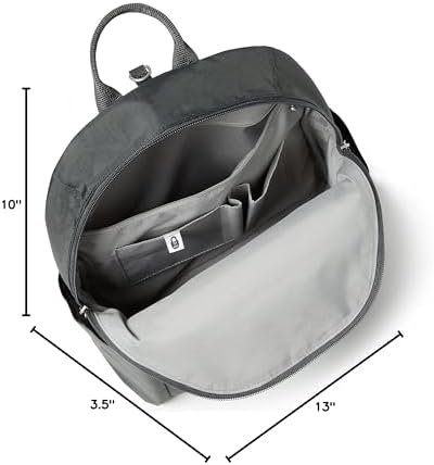 Securtex® Anti-theft Vacation Travel Backpack 10x13" Slash-Resistant Nylon Daypack w/RFID, Charcoal - Image 8