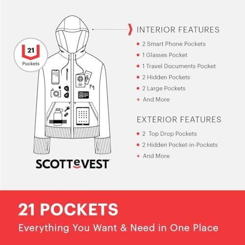 SCOTTeVEST Microfleece Hoodie for Men - 21 Hidden Pockets - Warm Fleece Zip Up Sweatshirt for Travel & More - Image 2