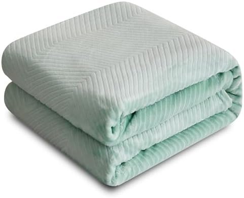 Throw Blanket 50x60 Inches, 3D Jacquard Premium Lightweight Silky Fleece with Fluffy Fuzzy Sherpa for Bed, Sofa,Travel and Camping, 50"x60", Sage Green - Wave - Image 5
