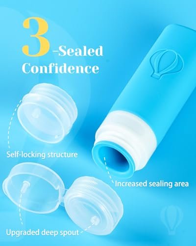 Upgraded Travel Bottles for Toiletries Triple Leak-Proof Thickened Body Travel Essentials, Includes 5 x 3oz(90ml) Travel Bottles Waterproof Zipper Tsa Approved Toiletry Bag 2 Sets of Label - Image 2