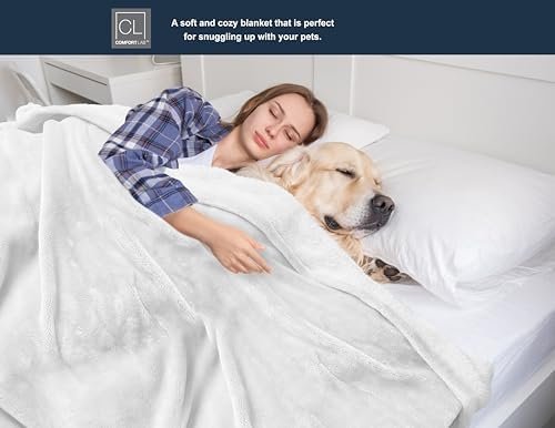 Comfort Lab Plush Flannel Bed Blanket - Soft, Lightweight, Fleece Blanket for Couch, Bed & Home Decor - Anti Pilling and Non Shedding Fleece Bed Blanket - Twin/Twin XL (66" x 90") - White - Image 2