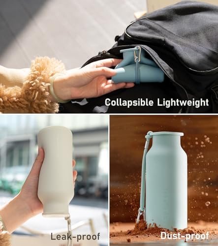 Collapsible Water Bottles 20 oz, Leak Proof, BPA Free Foldable Silicone Travel Water Bottle Cups for Taveling, Outdoors, On the go, Sage Green - Image 5