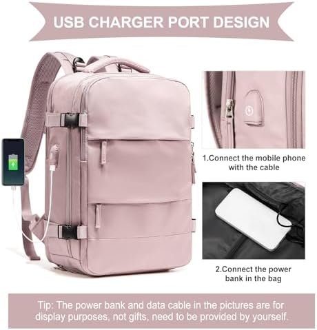 coowoz Large Travel Backpack For Women Men,Carry On Backpack,Hiking Backpack Waterproof Outdoor Sports Rucksack Casual Daypack travel essentials(Pink Purple) - Image 4