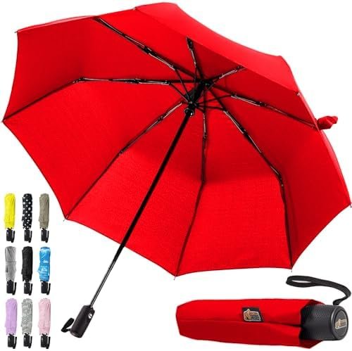 Gorilla Grip Windproof Compact Stick Umbrella for Rain, One-Click Automatic Open and Close, Strong Reinforced Fiberglass Ribs, Easily Collapsible, Lightweight Portable Umbrellas for Travel