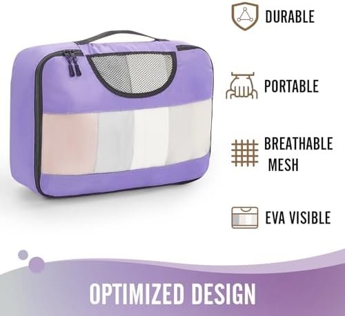 Veken 6 Set Packing Cubes for Suitcases, Travel Organizer Bags for Carry on Luggage, Suitcase Organizer Bags Set for Travel Essentials Travel Accessories in 4 Sizes(Extra Large, Large, Medium, Small) - Image 4