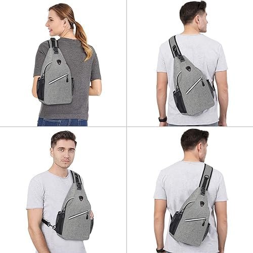 MOSISO Sling Backpack, Multipurpose Crossbody Shoulder Bag Travel Hiking Daypack, Gray, Medium - Image 7