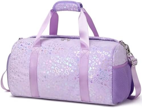 Duffel Bag for Girls Fluffy Dance Bag for Girls Ballet Bag Girls Sports Gym Bag Water Resistant Travel Duffle Bags with Shoes Compartment