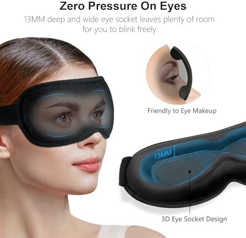 Gritin 100% Blackout Sleep Eye Mask for Women Men, Zero Eye Pressure Sleeping Mask - Ergonomic Design 3D Cutout Eye Movement and Eyelash Friendly Night Blindfold, Ultra Soft & Comfortable for Sleeping - Image 3