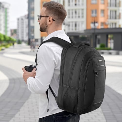 BIKROD Backpack for Men and Women, School Backpack for Teens, Black Backpack for Boys with USB Charging Port Fits 15.6 Inch Laptop, Water Resistant Travel College Bookbag - Image 7