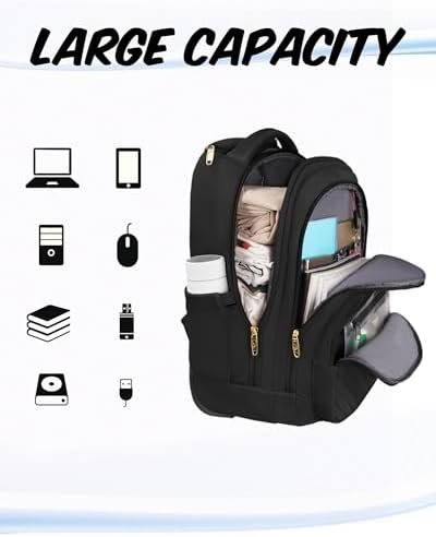 MATEIN Rolling Backpack, 17 inch Extra Large Travel Laptop Backpack with Wheel, Water Resistant Carry on Luggage Business Bag, Overnight College Computer Backpack Trolley Suitcase for Women Men, Black - Image 3