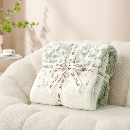 Snuggle Sac Sage Green Throw Blanket for Couch, Reversible Super Soft Warm Blankets Cozy Knit Blanket Fuzzy Plush Lightweight Throws for Sofa, Bed, Picnic, Ombre Sage Green, 50 x 60 inches - Image 3