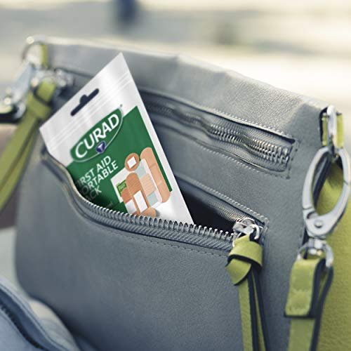 Curad First Aid Portable Pack, Ideal for Travel, Carry-on, Backpacks, Water Resistant Pouch, Variety Size Bandages, Alcohol Swabs, 12 Packs - Image 6