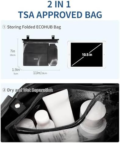ECOHUB For Spirit Airlines Personal Item Bag 18x14x8 Underseat Carry on Bag with Removable TSA Approved Wet Bag, Travel Duffel Bags Weekender for Women, 30L (Black) - Image 4