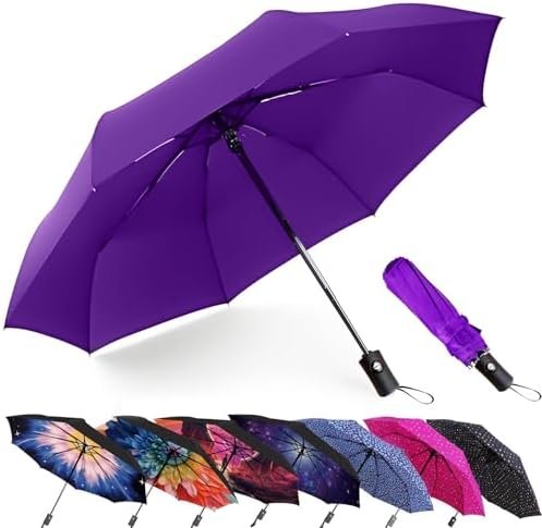 MRTLLOA 42/49 Inch Compact Windproof Travel Umbrella for Rain, Lightweight, Portable, Automatic, Strong, Waterproof Folding Umbrellas for Women, Men and Teenagers