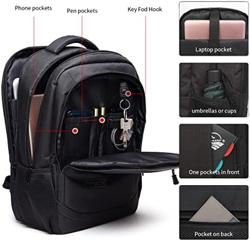 Monsdle Travel Laptop Backpack Anti Theft Backpacks with USB Charging Port, Travel Business Work Bag 15.6 Inch College Computer Bag for Men Women, Black - Image 4