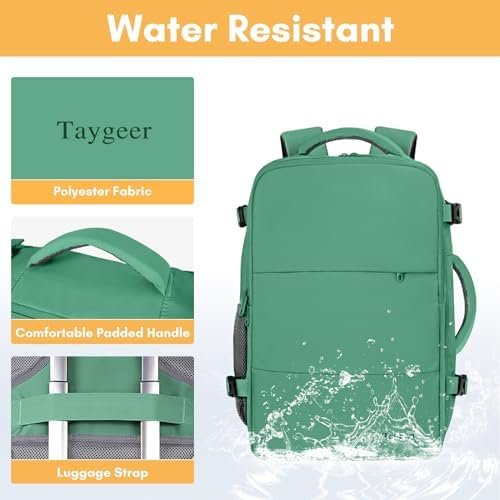 Taygeer Travel Backpack for College Woman, Lightweight Backpack for 15.6 inch Laptop with USB Charging Port, TSA Friendly Bag for Women Traveling, Backpack Carry On Luggage for friend Gym Sport, Green - Image 7