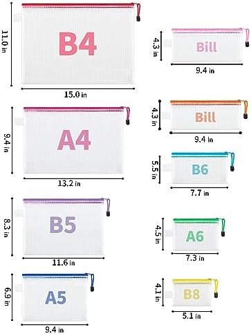 JARLINK 18 Pack 8 Sizes Mesh Pouch, 9 Colors, Waterproof Zipper File Bags Document Multipurpose Travel Bags for Office, School, Board Game, Puzzles, Cosmetics, Travel Accessories, and Home Organize - Image 2