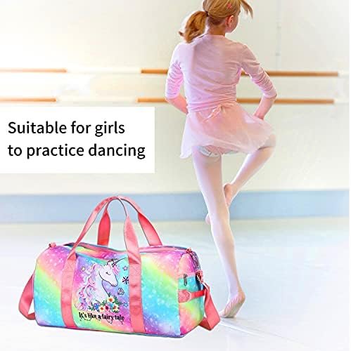 Duffle Bag for Girls Kids Gym Bag Women Workout Sports Travel Bag Weekender Overnight Bag with Shoe Compartment and Wet Pocket - Image 5