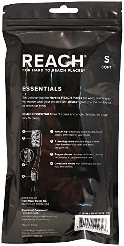 Reach Essentials Toothbrush with Toothbrush Caps, Multi-Zoned Angled Soft Bristles, Contoured Handle, Tongue Scraper, 6 Count - Image 7