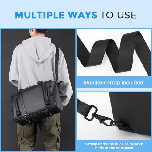 Travel Backpack for Men, Travel Backpack with Shoulder Strap Water Resistant, 15.6 inch Laptop Flight Approved Suitcase Carry on Backpack Business Rucksack Large Durable Weekender Bag, Black - Image 3