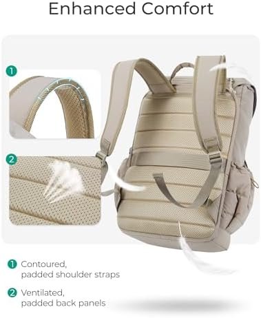 BAGSMART College Laptop Backpack, Large Opening Travel Backpack for Women,TSA Approved Personal Item, Outdoor Backpack for 15.6 Inch Laptop, Water-Resistant Casual Daypack, Camel - Image 5