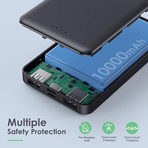 Portable Charger Power Bank 10000mAh【2 Pack】Ultra Slim Portable Phone Charger with USB C Input & 2 Output Backup Charging External Battery Pack Compatible with iPhone 15/14/13/12/11,Android Phone etc - Image 3
