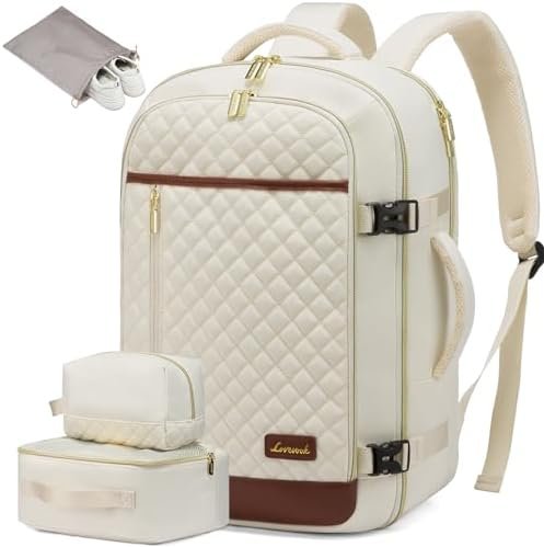 LOVEVOOK Travel Backpack for Women, Carry on Backpack for Airplanes,TSA Personal Item Travel Bag fits 15.6" Laptop,Travel Essentials Carry On Bag Flight Approved with 3 Packing Cubes