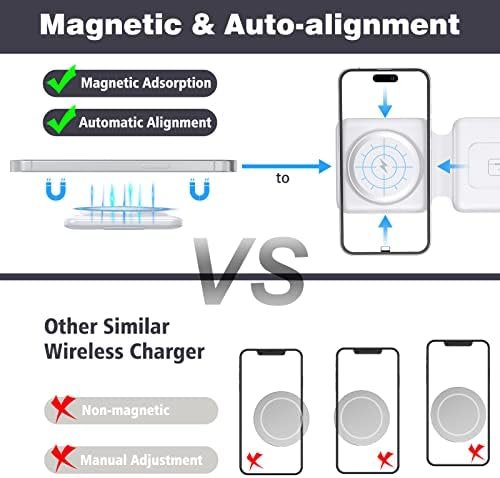 Charging Station for Apple Multiple Devices - 3 in 1 Foldable Magnetic Wireless Charger Dock - Travel Charging Pad for iPhone 16 15 14 13 12 Pro Max Plus Watch & Airpods - Image 3
