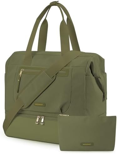 BAGSMART Weekender Bags for Women, 35L Carry on Bag with Shoe Compartment, TSA-Free Travel Duffle Bag, Large Overnight Hospital Bag, Green