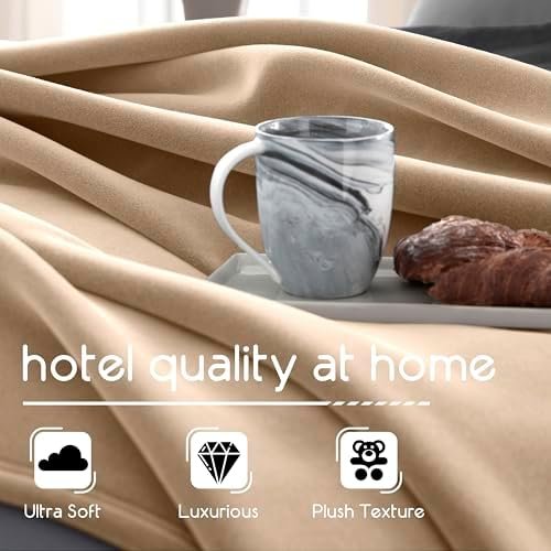 Vellux Twin Size Blanket - All Season Luxury Warm Lightweight Durable Pill-Resistant Bed Blankets - Perfect for Bed Couch Sofa - Beige Bed Blankets Twin Size - Hotel Quality (66 x 90 Inch, Beige) - Image 4
