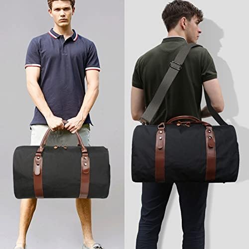 Oflamn Duffle Bag for Men Canvas Weekender Overnight Bag Carry On Luggage Travel Bag with Shoe Compartment and Toiletry - Image 2