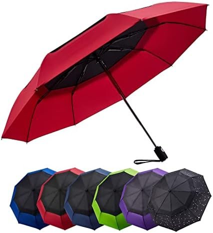 ElifeAcc Double Layer Windproof Automatic Umbrellas with Anti-UV Straight Folding Travel Umbrella Multi-coloured