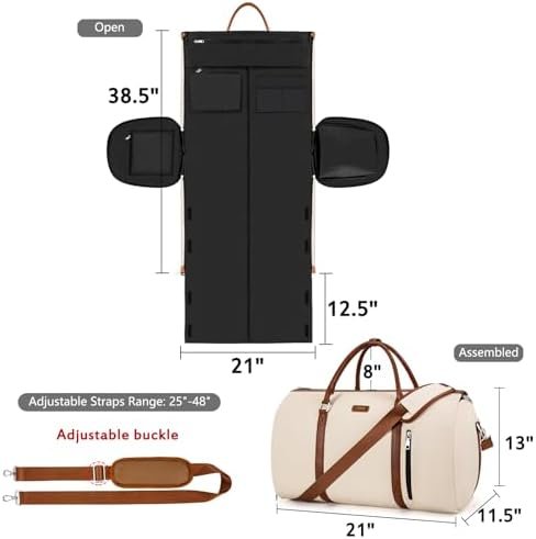 Convertible Garment Duffle Bags for Travel - Carry On Garment Bags With Toiletry Bag, Large Weekender Bags for Women Men 2 in 1 Hanging Suitcase Suit Travel Duffel Bags (2pcs Set, Beige) - Image 5