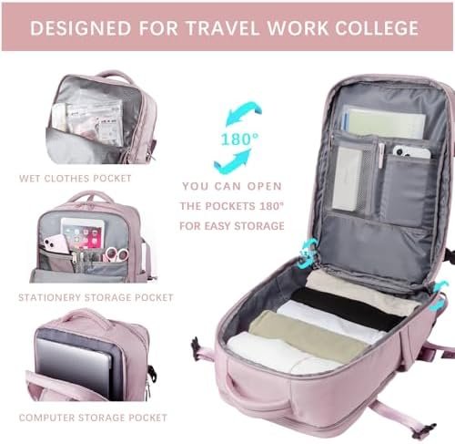 SHRRADOO Travel Laptop Backpack for Women, Casual Work Bag 17inch College High School Laptop Backpack Airline Approved Backpack Hiking Business Nurse Bag Casual Daypack for Weekender - Image 5