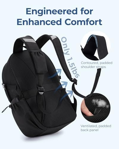 BAGSMART Travel Backpack for Men and Women, Lightweight 15.6" Sport Bag, Large Weekender Bag, Water Resistant Stylish Casual Bookbag for Flight, College, Outdoor, Black - Image 5