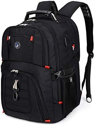 SHRRADOO Extra Large 52L Travel Laptop Backpack with USB Charging Port, College High School Backpack Airline Approved Business Work Bag Fit 17 Inch Laptops for Men Women,Black
