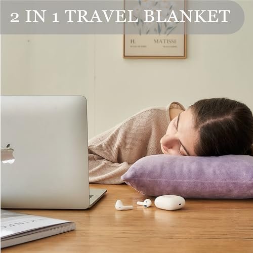 Commollis Travel Blanket Airplane Compact - 2 in 1 Airplane Travel Accessory, from Airplane Blanket to Travel Pillow, with Luggage Strap, Soft Handles and Security Pockets - Image 7