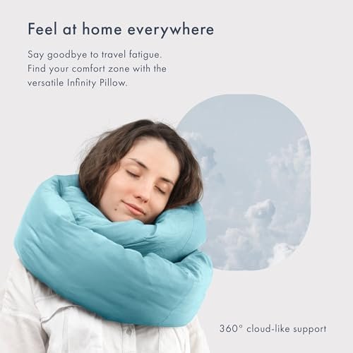Huzi Infinity Pillow - Travel Neck Pillow - Versatile Soft 360 Support Scarf - Machine Washable - Home Travel Flight Road Trips (Airy Blue) - Image 2