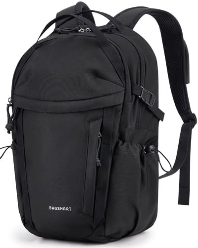 BAGSMART Travel Backpack for Men and Women, Lightweight 15.6" Sport Bag, Large Weekender Bag, Water Resistant Stylish Casual Bookbag for Flight, College, Outdoor, Black