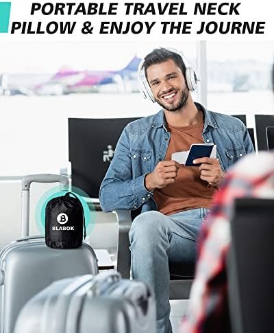 Neck Pillow for Travel, Inflatable Travel Neck Pillows for Airplanes, Travel Pillow for Sleeping Airplane-Avoid Neck&Shoulder Pain,Support Head and Neck, for Airplane,Train,Office,Home (Blue) - Image 7