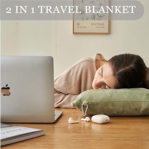 Commollis Travel Blanket Airplane Compact - 2 in 1 Airplane Travel Accessory, from Airplane Blanket to Travel Pillow, with Luggage Strap, Soft Handles and Security Pockets - Image 7