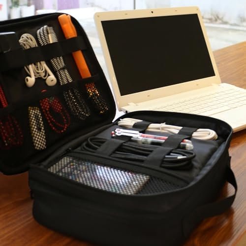 MATEIN Electronics Organizer Travel Case, Water Resistant Cable Organizer Bag for Travel Essentials, Tech Gifts for Men, Storage Bag as Accessories for Phone, Cord, iPad, Black - Image 9